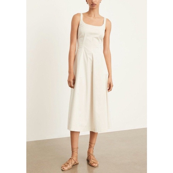 VINCE Paneled Slip Cotton Dress in Pampas Ivory Size 4 - Picture 1 of 2